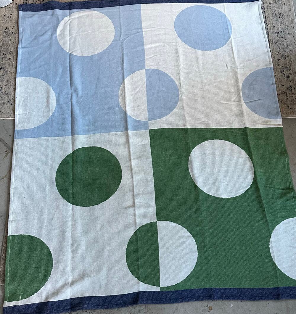 Kate Spade New York Polka Dot Throw Blanket Green/Blue cotton green blue white